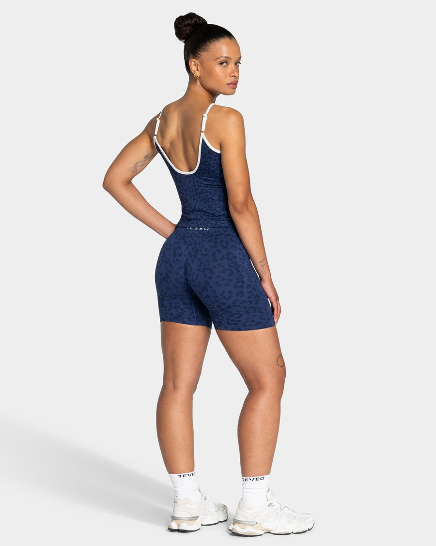 Short Contrastline « Léopard bleu foncé »
