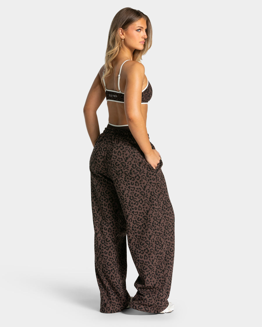 Pantalon de jogging Wide Leg Contrastline « léopard Espresso »
