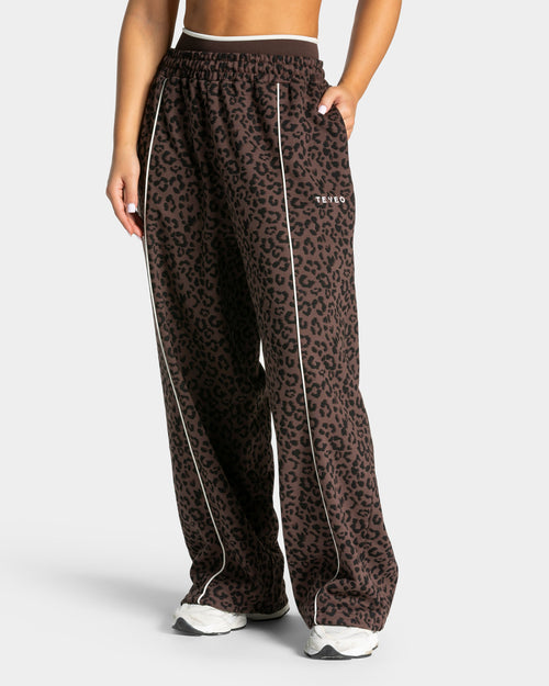 Pantalon de jogging Wide Leg Contrastline « léopard Espresso »