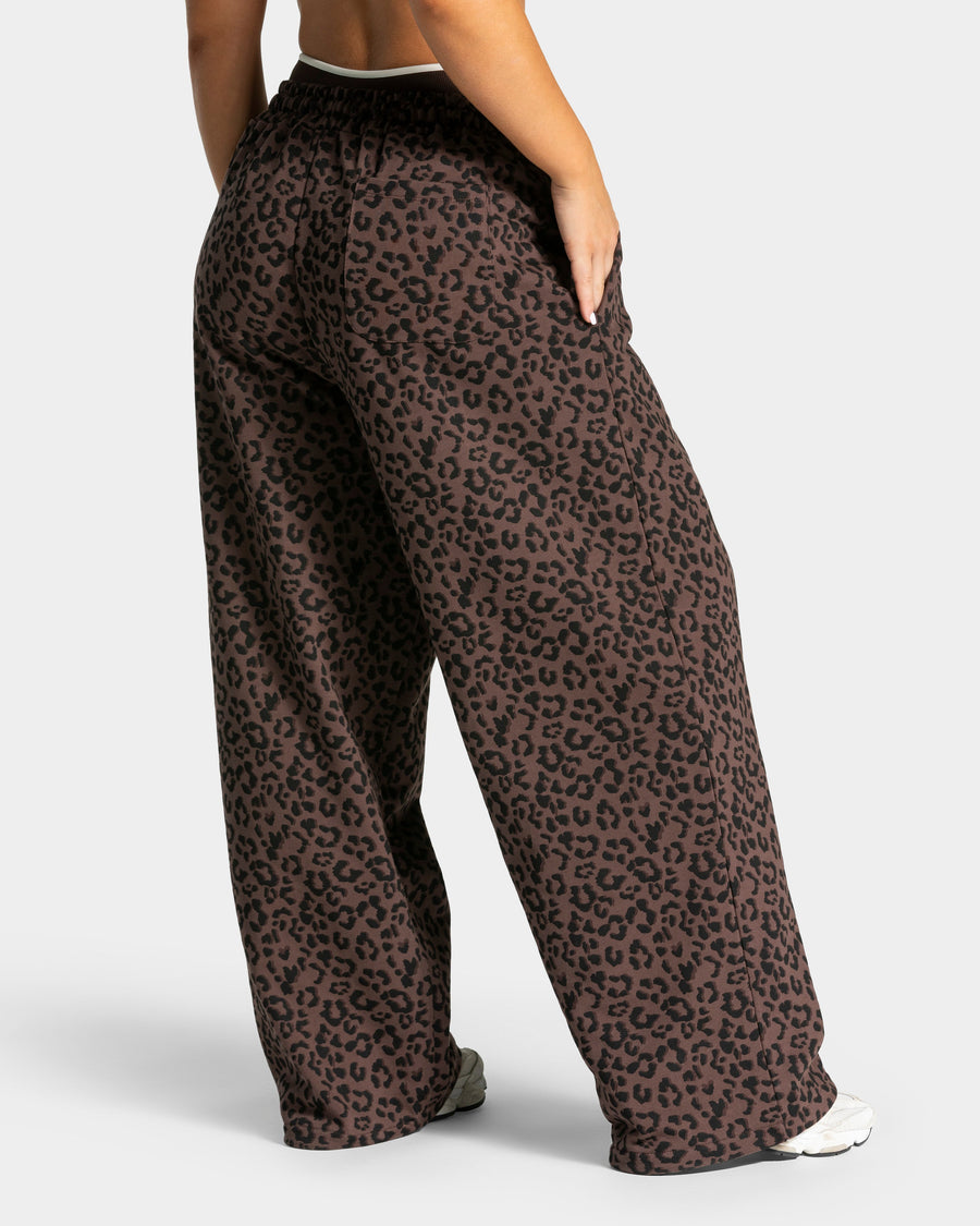 Pantalon de jogging Wide Leg Contrastline « léopard Espresso »