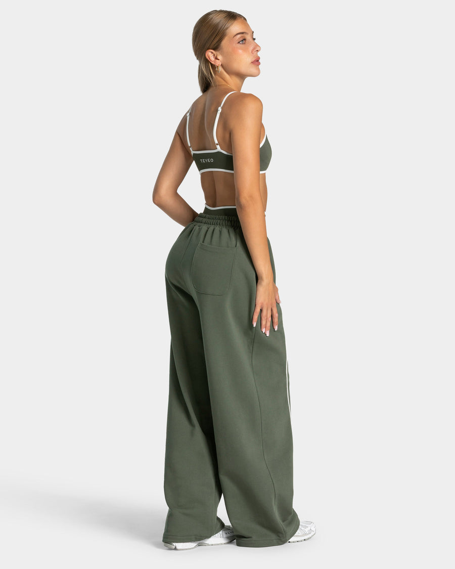 Pantalon de jogging Wide Leg Contrastline « kaki »