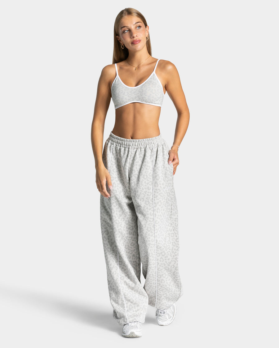 Pantalon de jogging Wide Leg Contrastline « léopard gris clair »