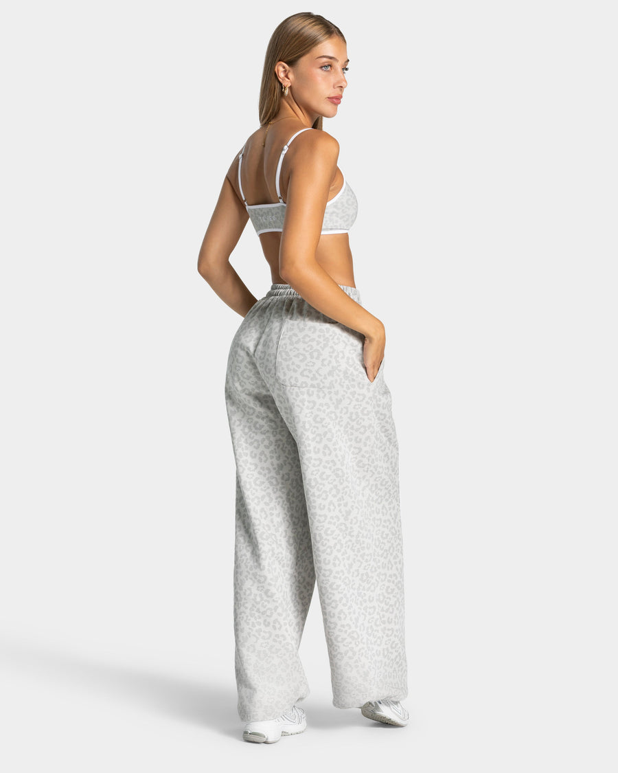 Pantalon de jogging Wide Leg Contrastline « léopard gris clair »