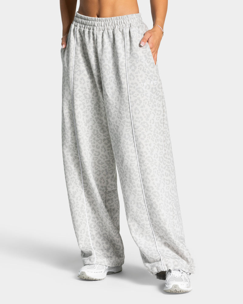 Pantalon de jogging Wide Leg Contrastline « léopard gris clair »