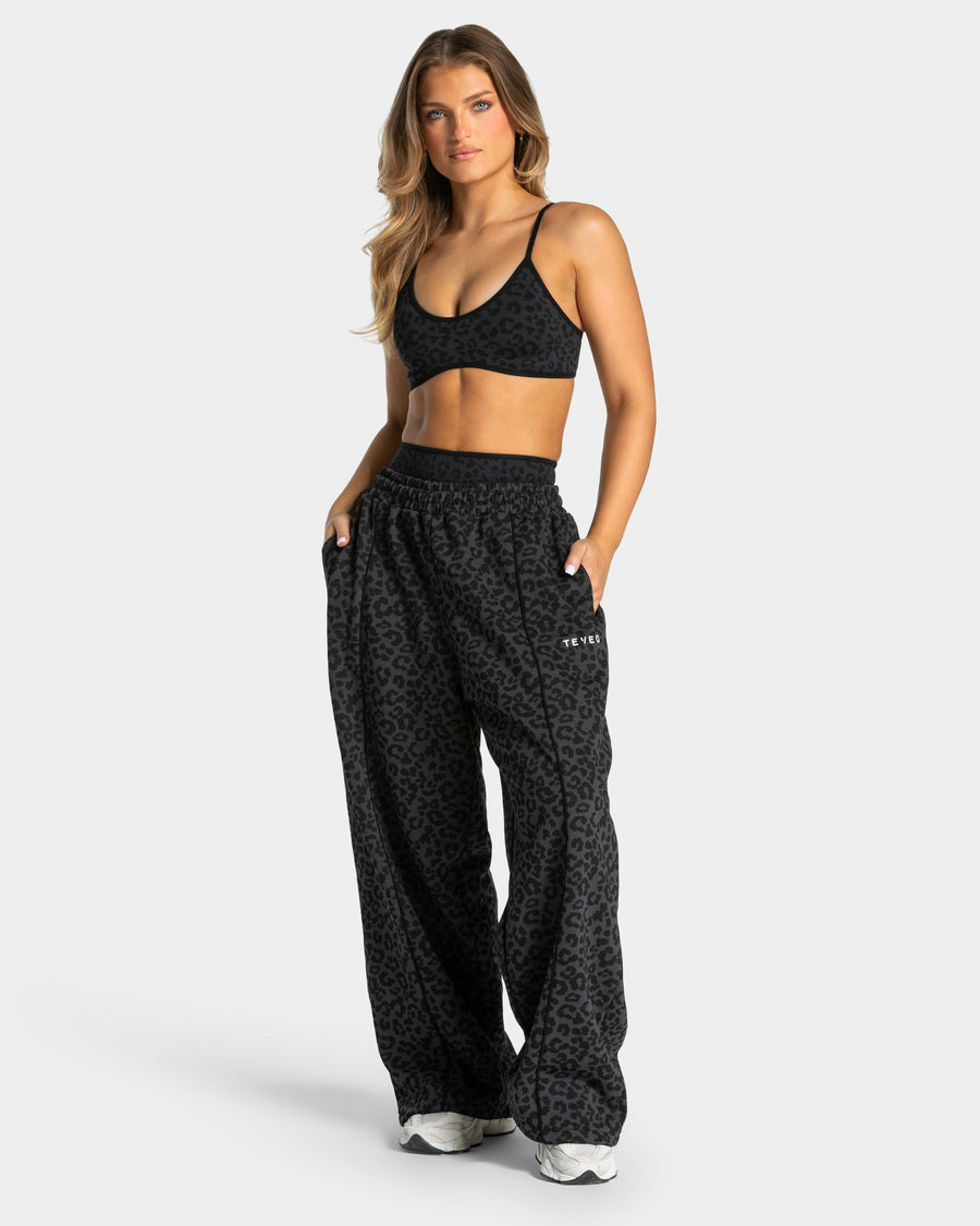 Pantalon de jogging Wide Leg Contrastline « léopard noir »