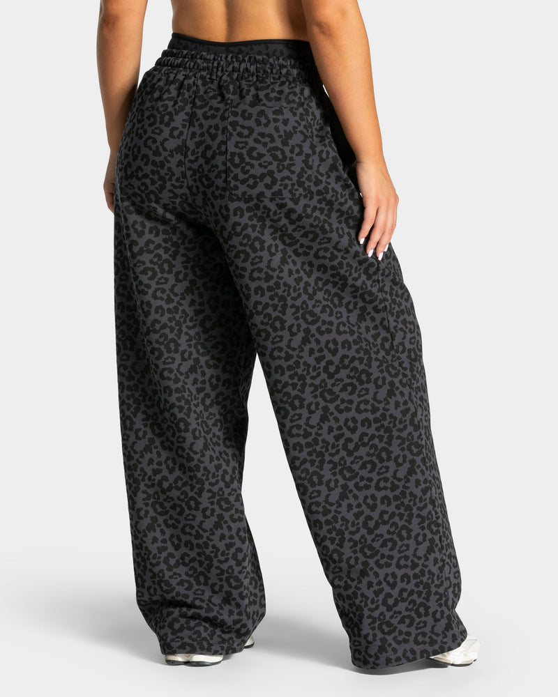 Pantalon de jogging Wide Leg Contrastline « léopard noir »