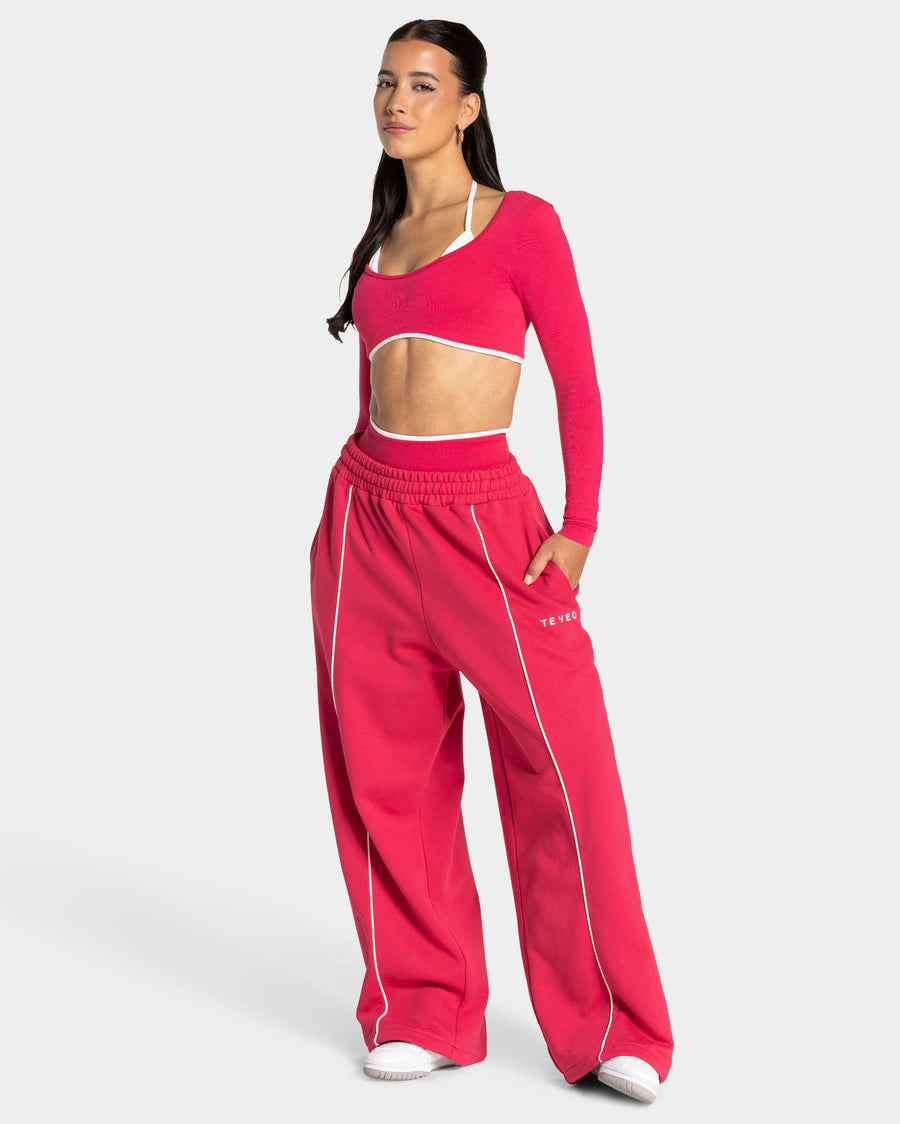 Pantalon de jogging Wide Leg Contrastline « Berry »