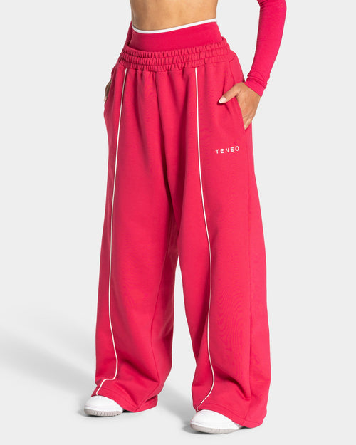 Pantalon de jogging Wide Leg Contrastline « Berry »