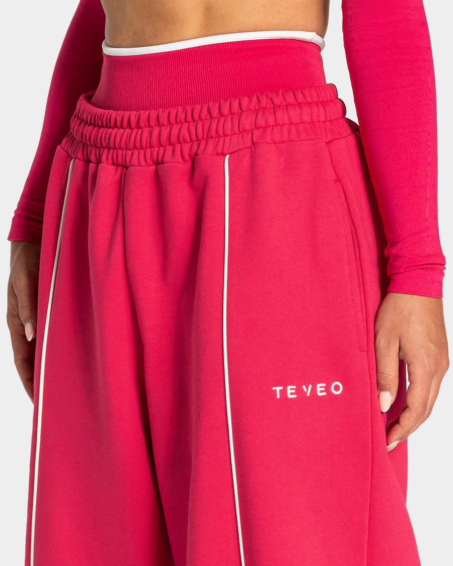 Pantalon de jogging Wide Leg Contrastline « Berry »