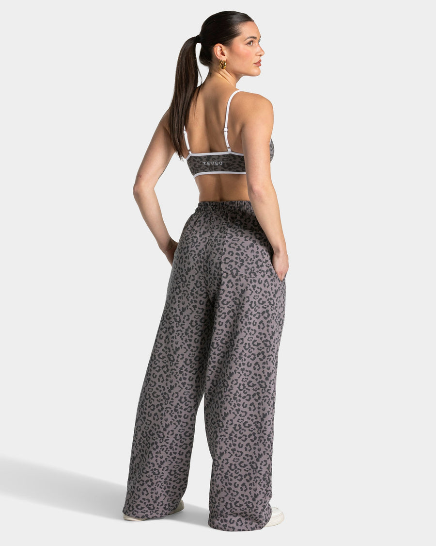 Pantalon de jogging Wide Leg Contrastline « léopard graphite »