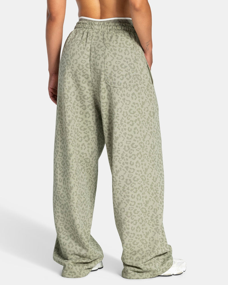 Pantalon de jogging Wide Leg Contrastline « Léopard kaki »