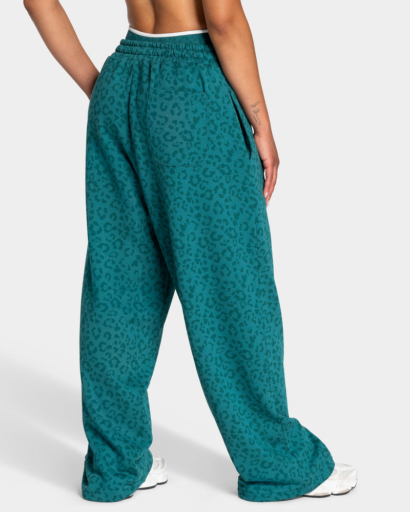 Pantalon de jogging Wide Leg Contrastline « Léopard Petrol »