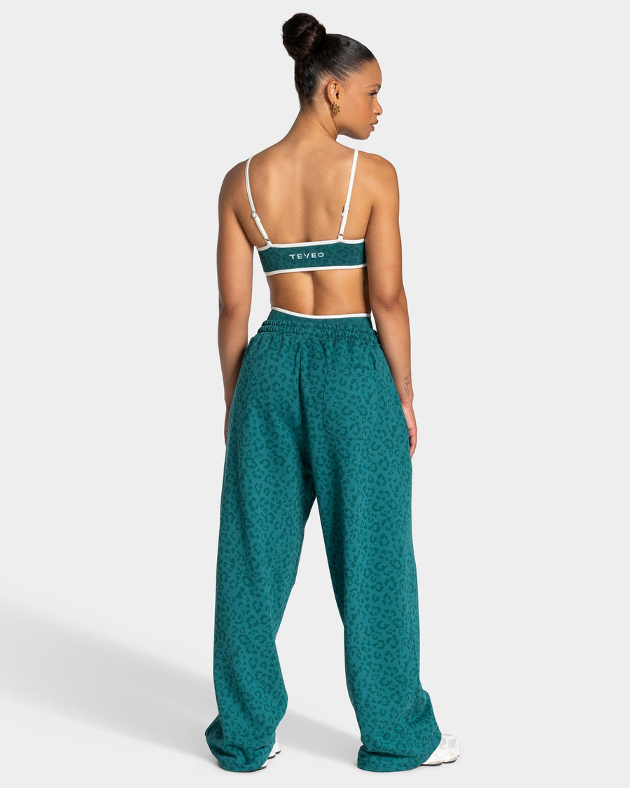 Pantalon de jogging Wide Leg Contrastline « Léopard Petrol »