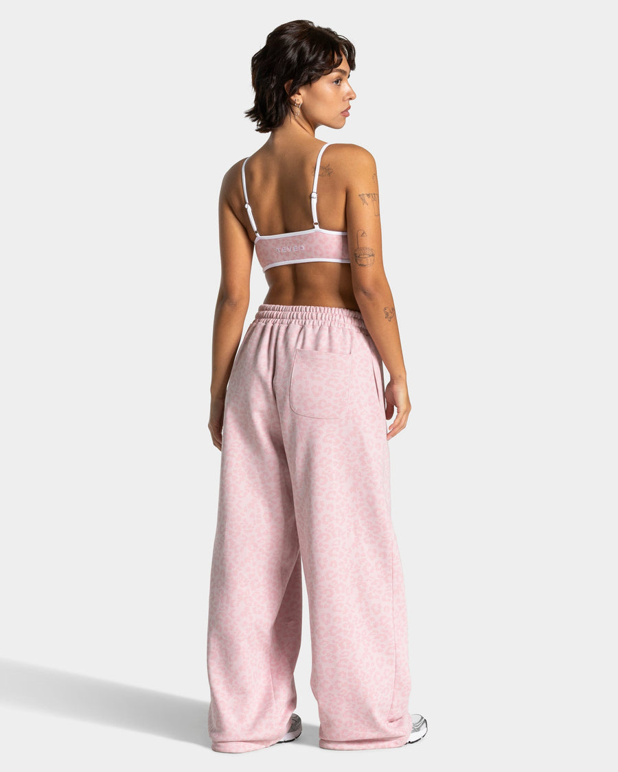 Pantalon de jogging Wide Leg Contrastline « léopard rose »
