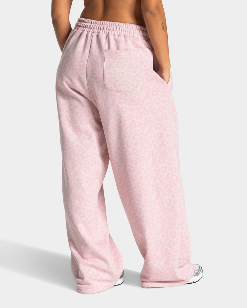 Pantalon de jogging Wide Leg Contrastline « léopard rose »