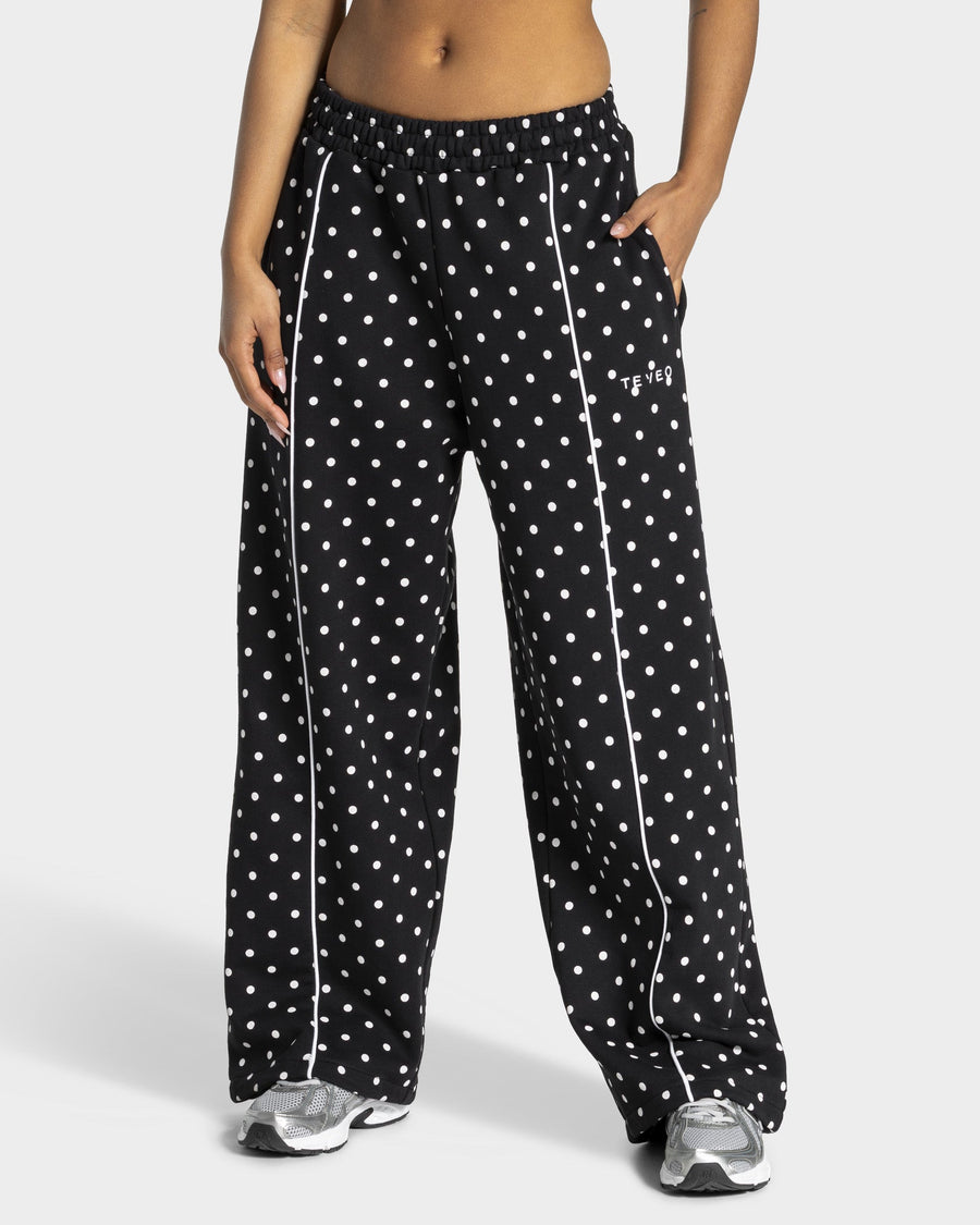 Pantalon de jogging Wide Leg Contrastline « noir à pois »