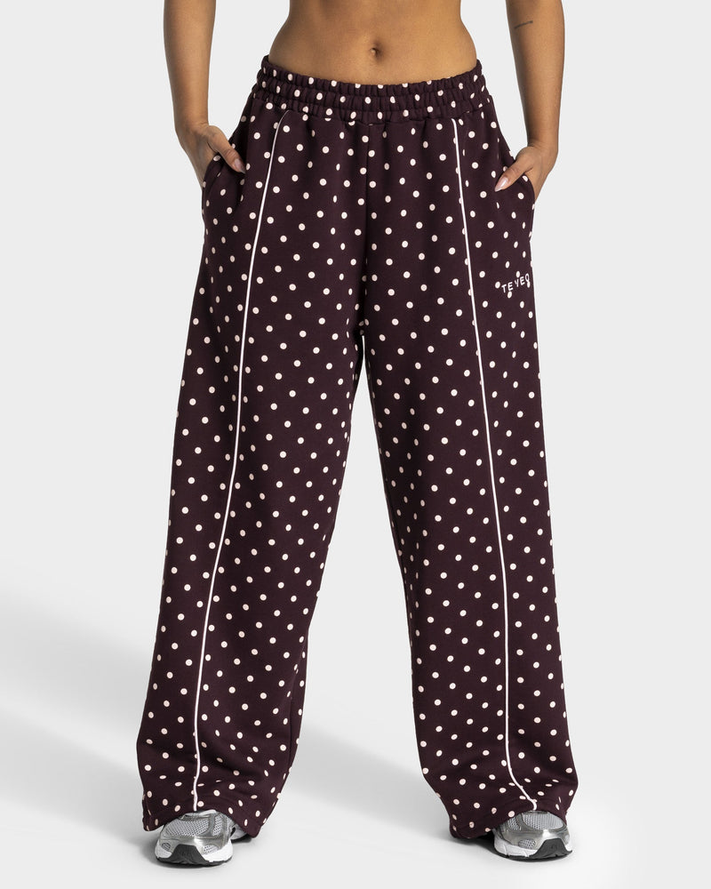 Pantalon de jogging Wide Leg Contrastline « merlot à pois »