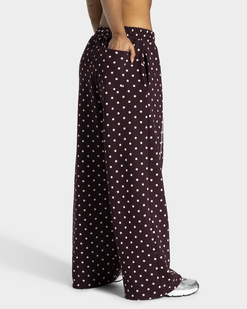 Pantalon de jogging Wide Leg Contrastline « merlot à pois »
