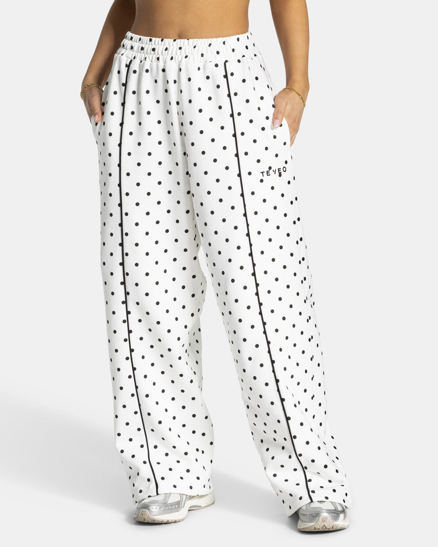 Pantalon de jogging Wide Leg Contrastline « blanc à pois »