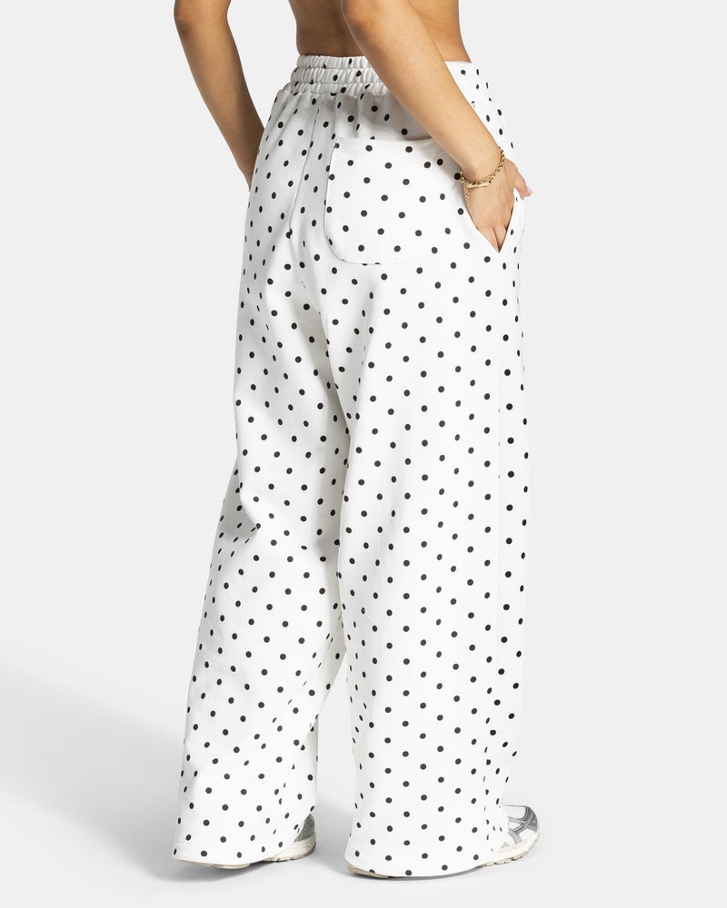 Pantalon de jogging Wide Leg Contrastline « blanc à pois »