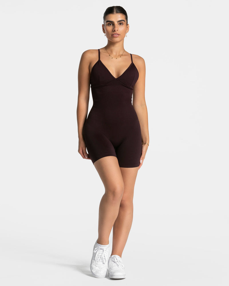 Combi-short dos en V Covert scrunch Essence « Merlot »