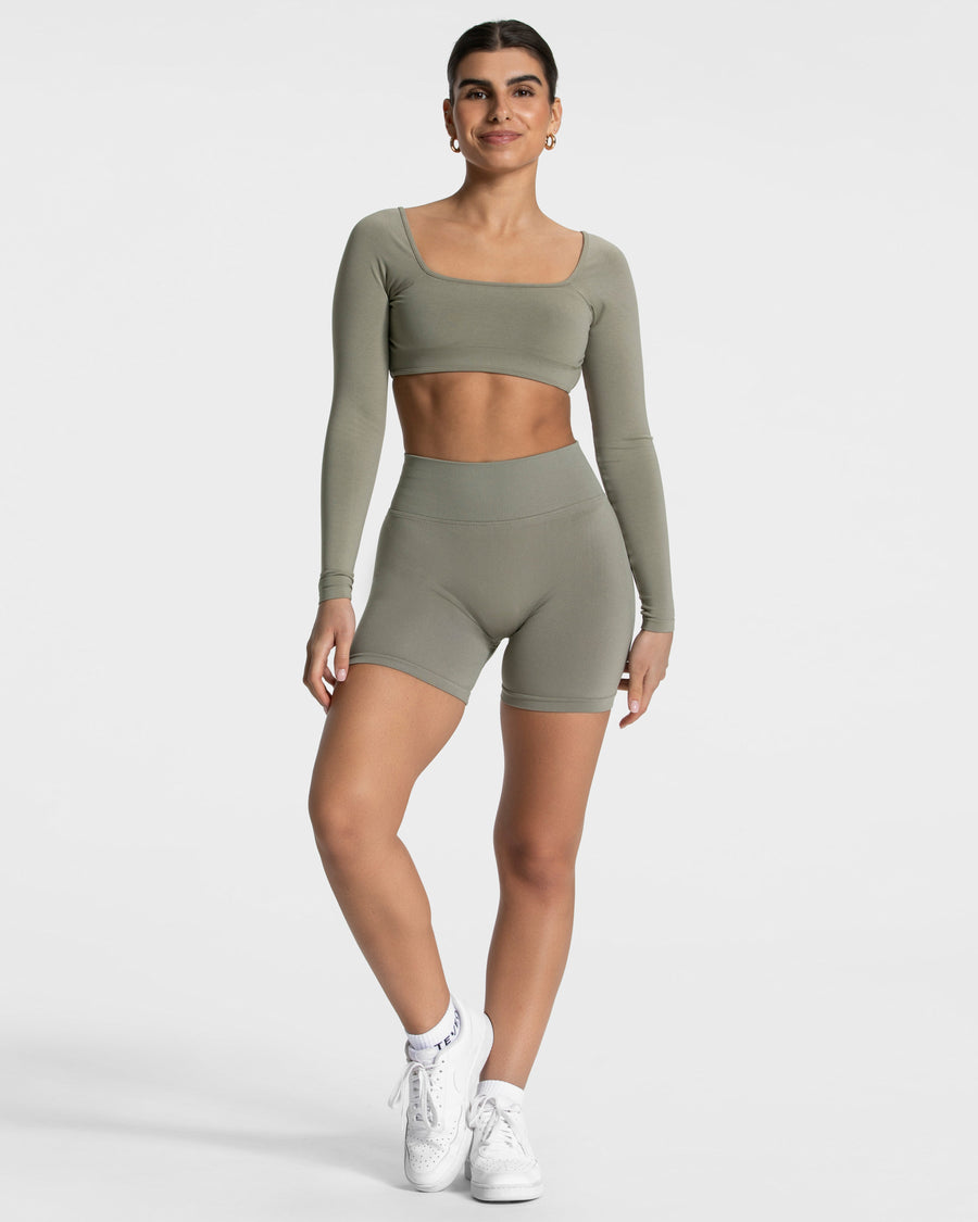 Haut à manches longues Femme Backless « kaki »