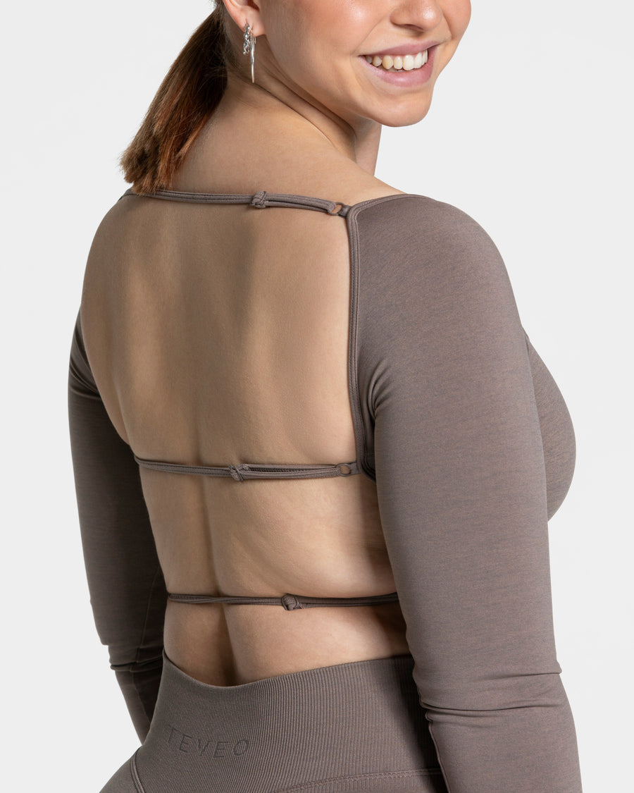 Haut à manches longues Femme Backless « moka »