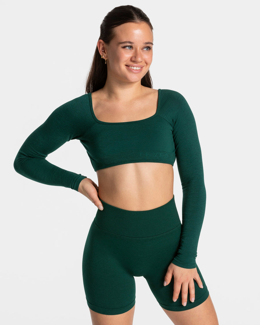 Haut à manches longues Femme Backless « vert foncé »