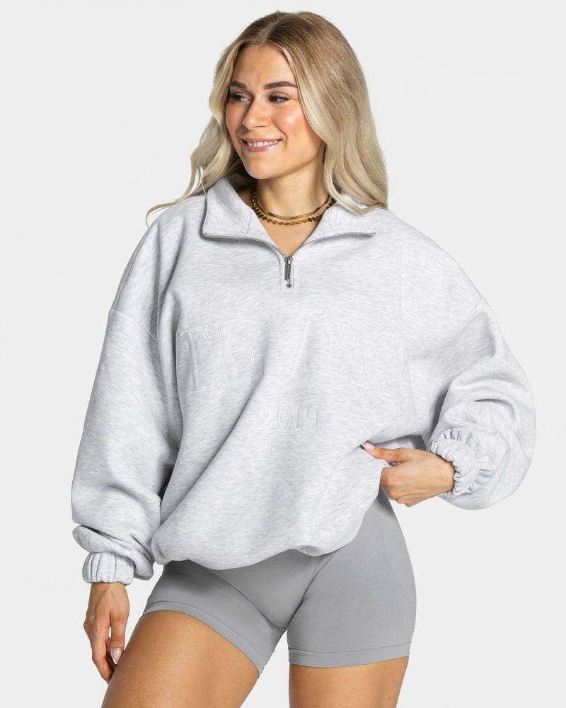 Sweat-shirt demi-zippé Femme « gris clair »