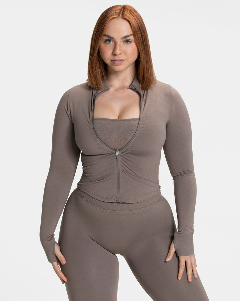 Veste zippée Femme Shaping « moka »
