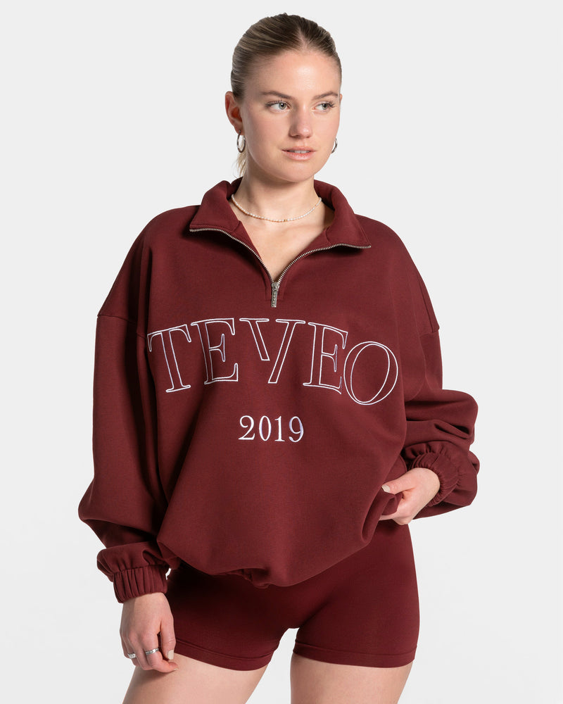 Sweat-shirt demi-zippé Femme « bordeaux »