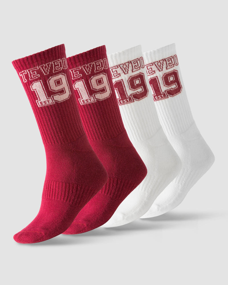 Chaussettes Football (2 paires) « Cranberry/blanc cassé »