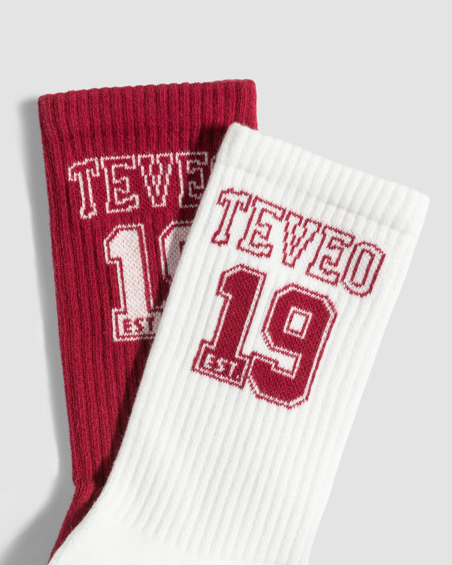 Chaussettes Football (2 paires) « Cranberry/blanc cassé »