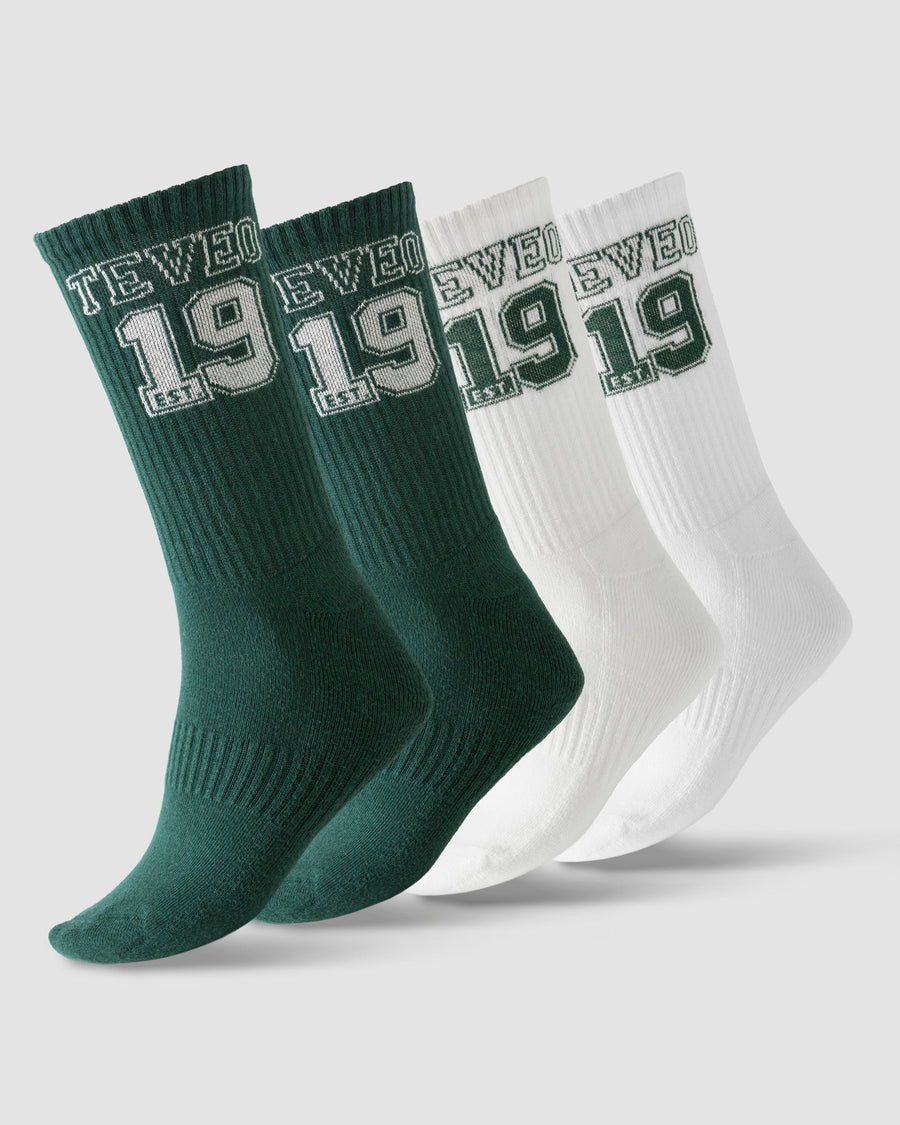 Chaussettes Football (2 paires) « Vert foncé/blanc cassé »