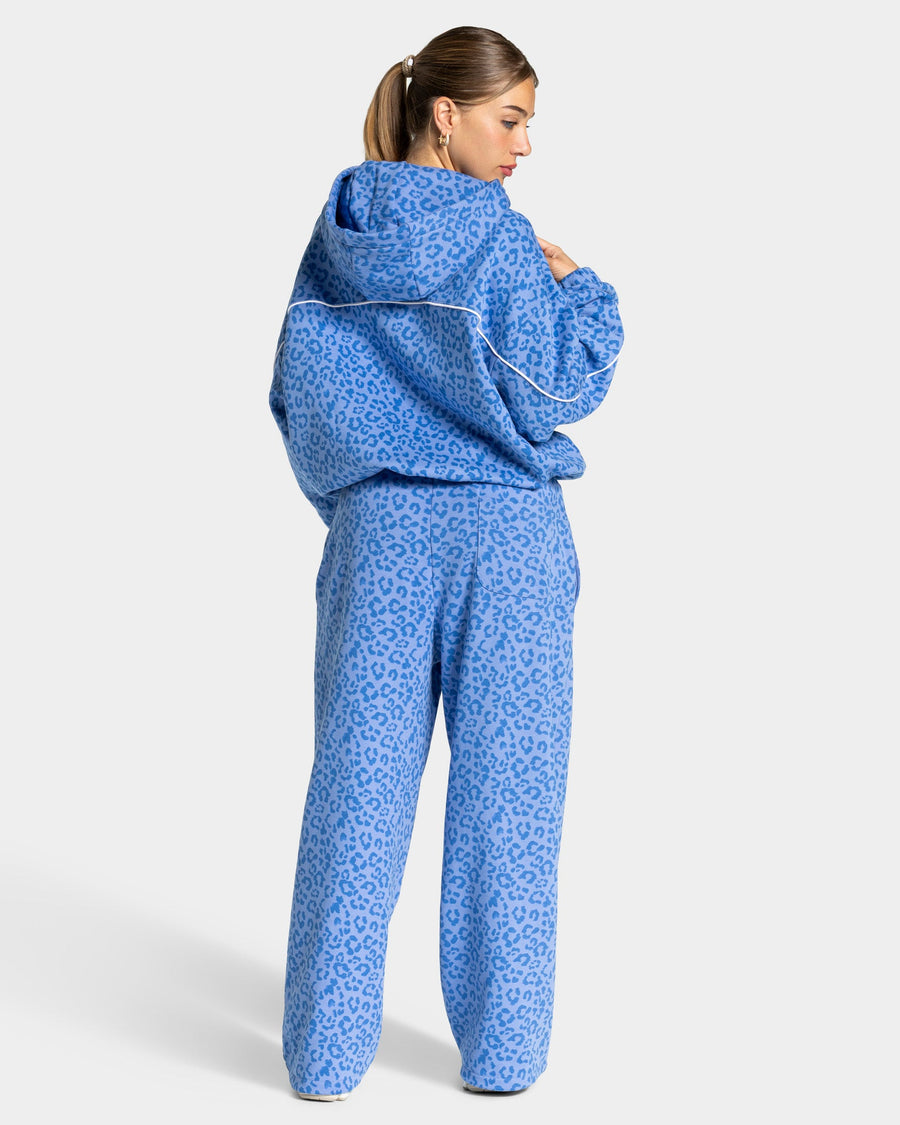 Pantalon de jogging Wide Leg Contrastline « Léopard Azure »