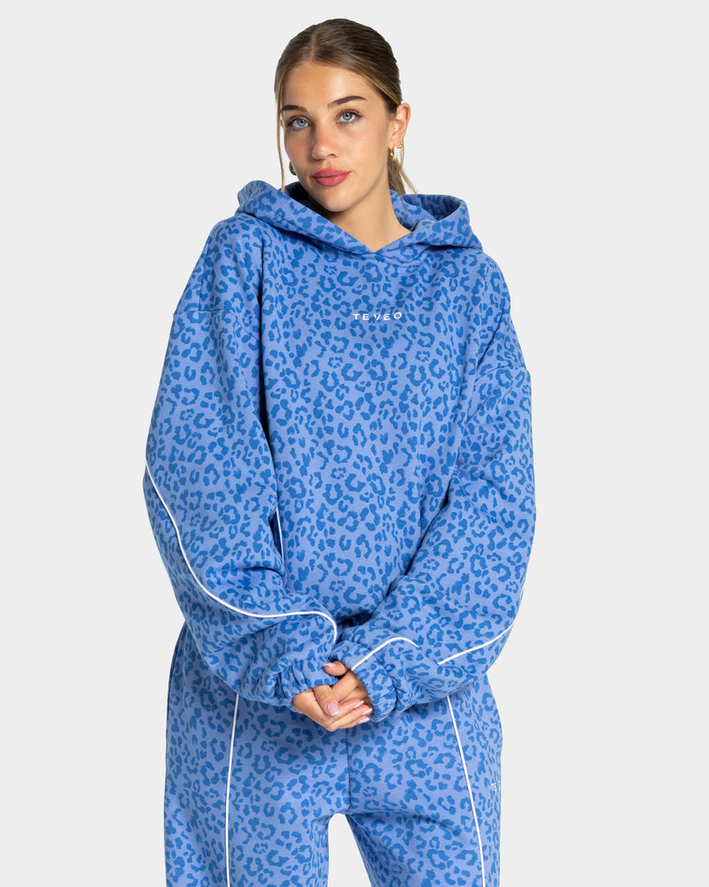 Sweat à capuche Contrastline « Léopard Azure »