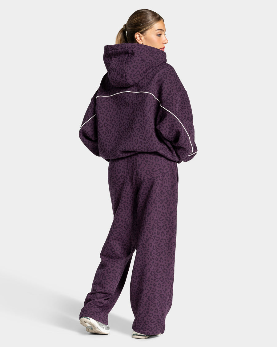 Pantalon de jogging Wide Leg Contrastline « Léopard Blackberry »