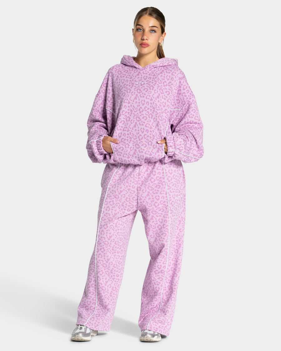 Pantalon de jogging Wide Leg Contrastline « Léopard orchidée »
