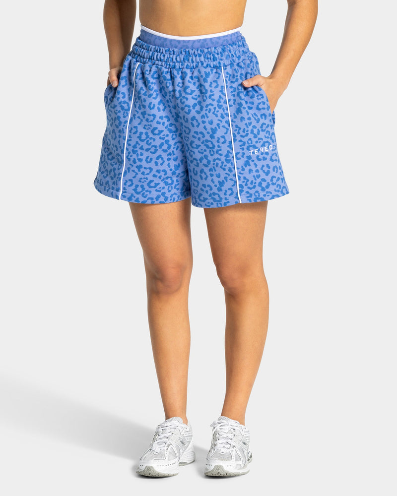 Oversize short Contrastline « Léopard Azure »