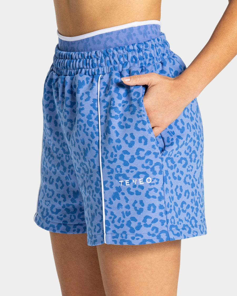 Oversize short Contrastline « Léopard Azure »