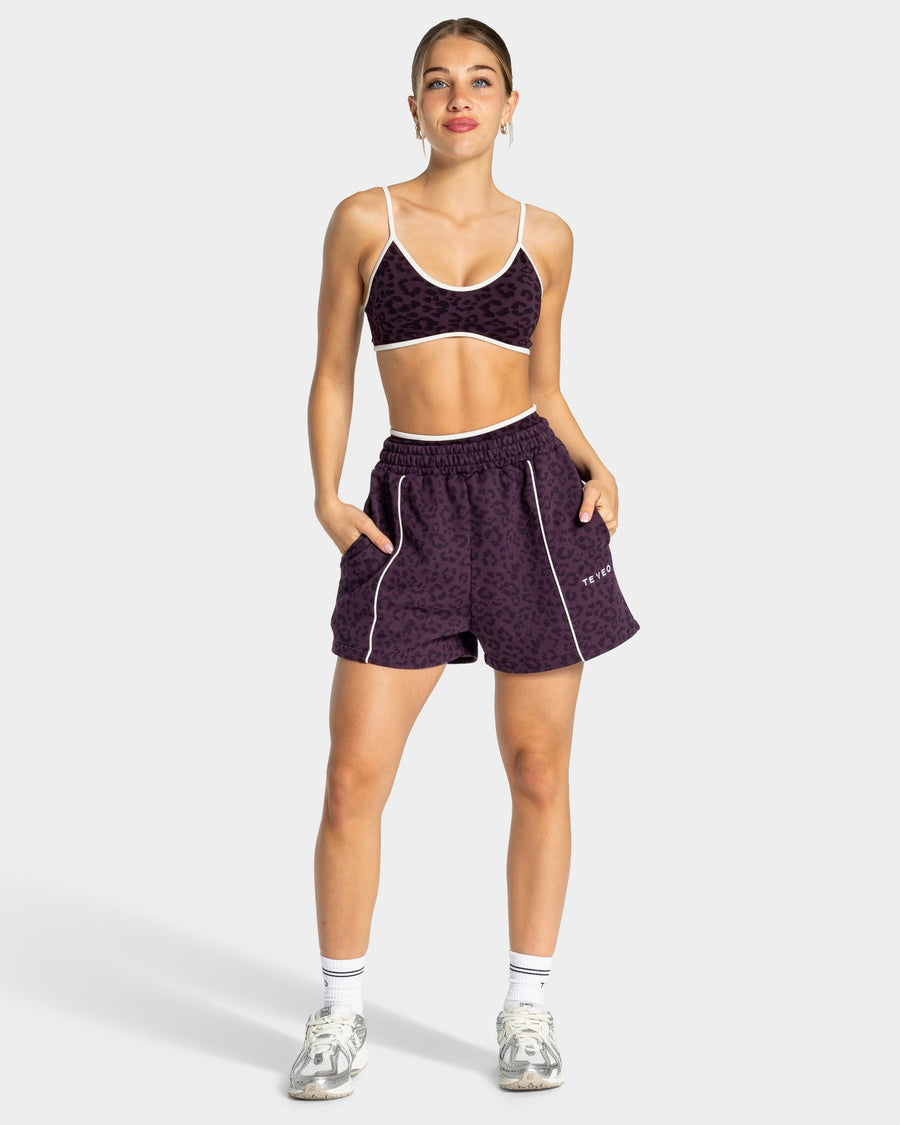 Short oversize Contrastline « Léopard blackberry »