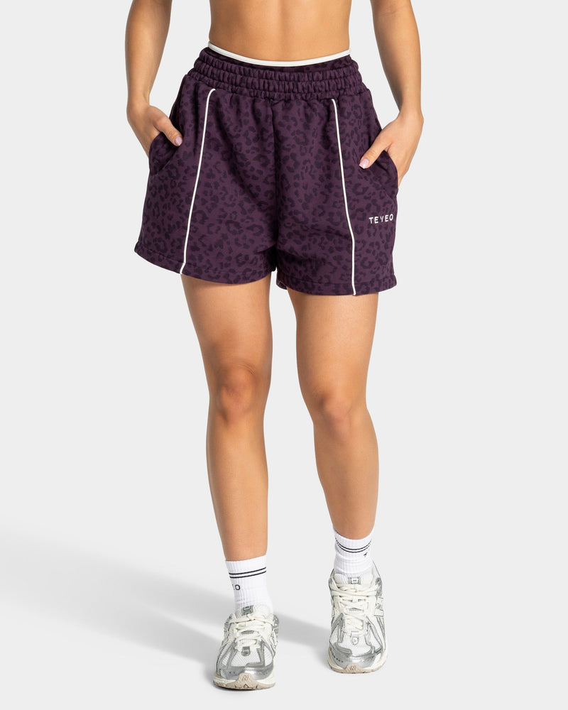 Short oversize Contrastline « Léopard blackberry »