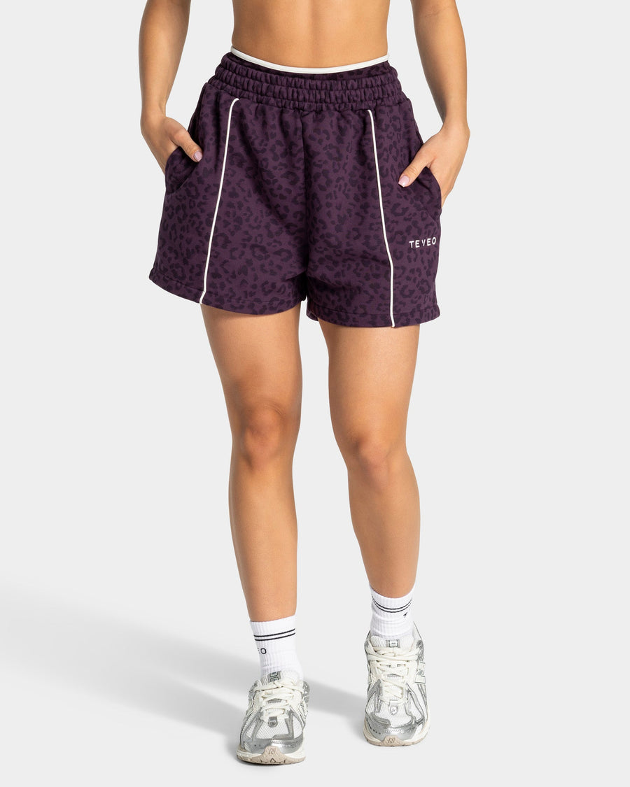 Short oversize Contrastline « Léopard blackberry »