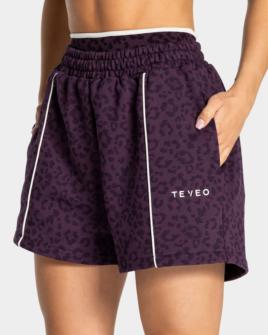 Short oversize Contrastline « Léopard blackberry »