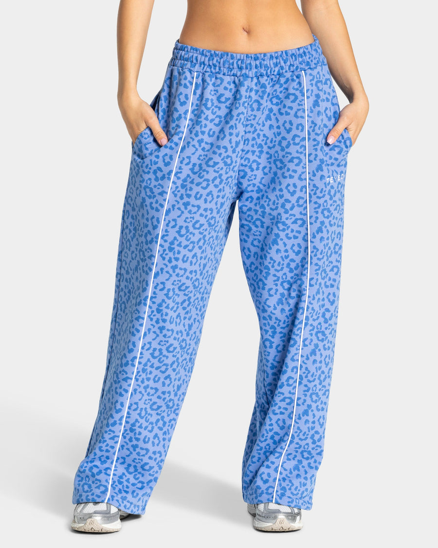 Pantalon de jogging Wide Leg Contrastline « Léopard Azure »