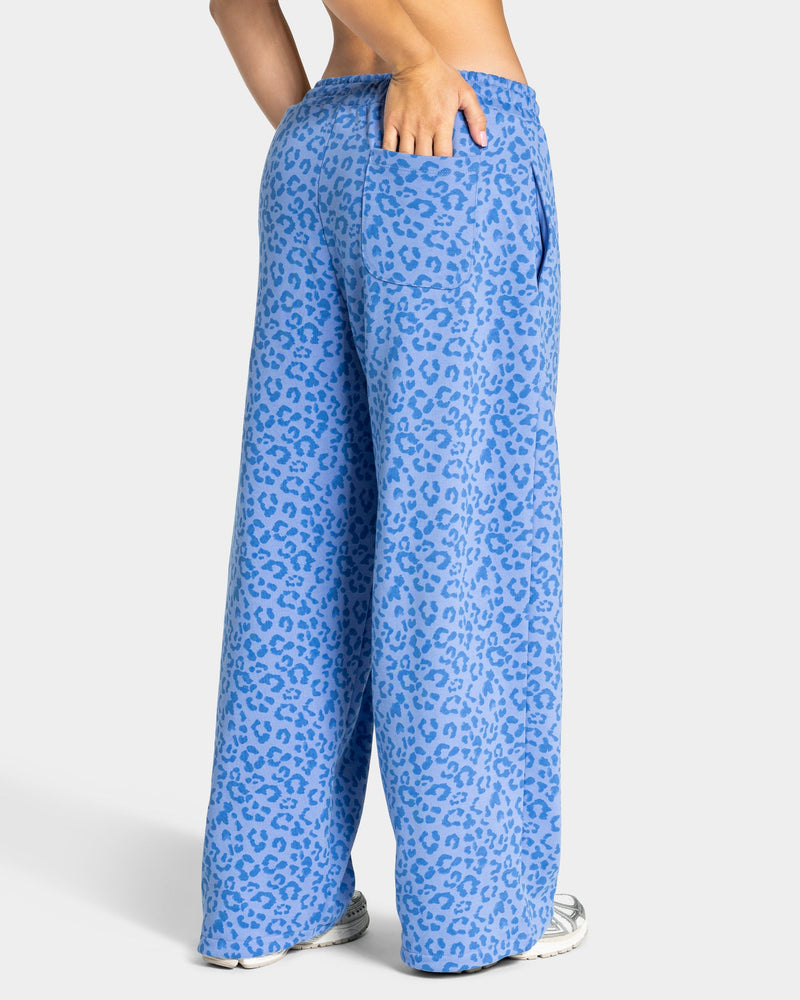 Pantalon de jogging Wide Leg Contrastline « Léopard Azure »