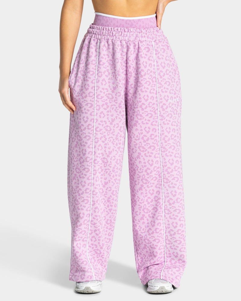 Pantalon de jogging Wide Leg Contrastline « Léopard orchidée »