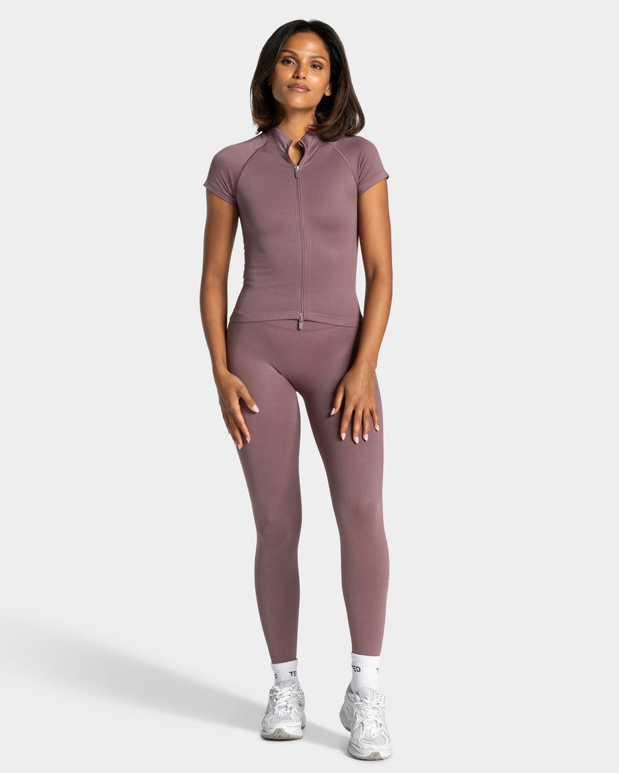 Haut zippé à manches courtes Lift « Mauve »