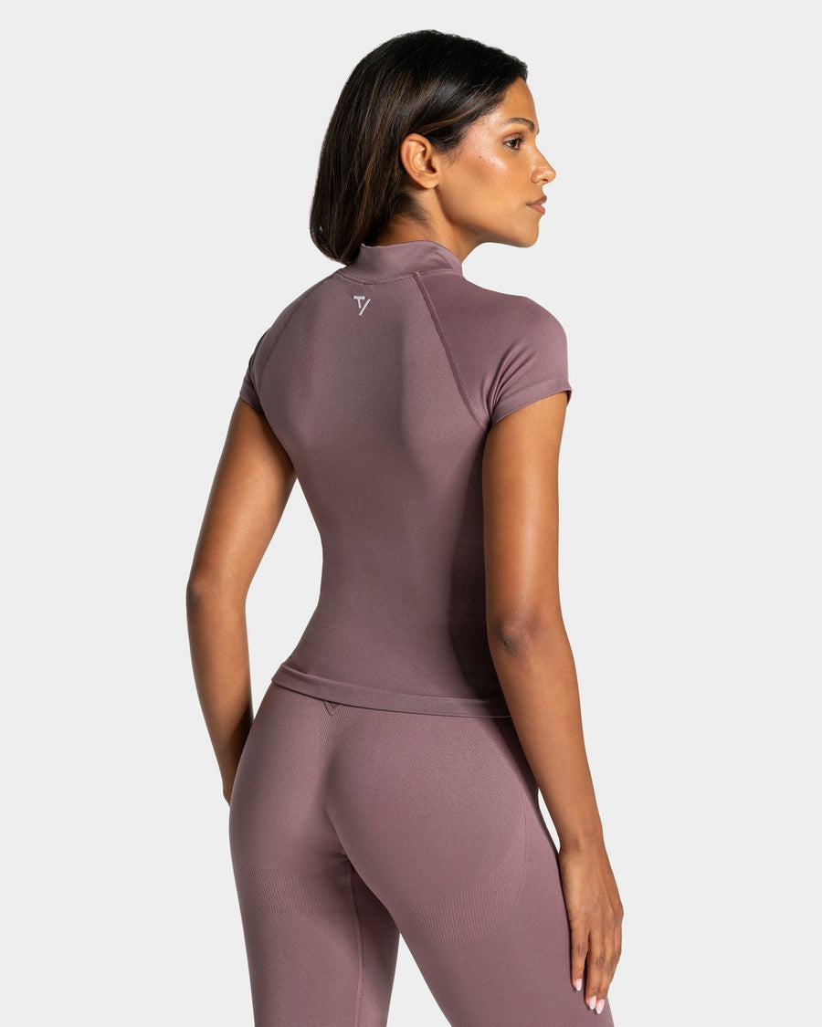 Haut zippé à manches courtes Lift « Mauve »