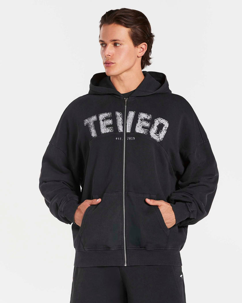 Sweat à capuche zippé oversize Legacy Lifting « Noir Acid »
